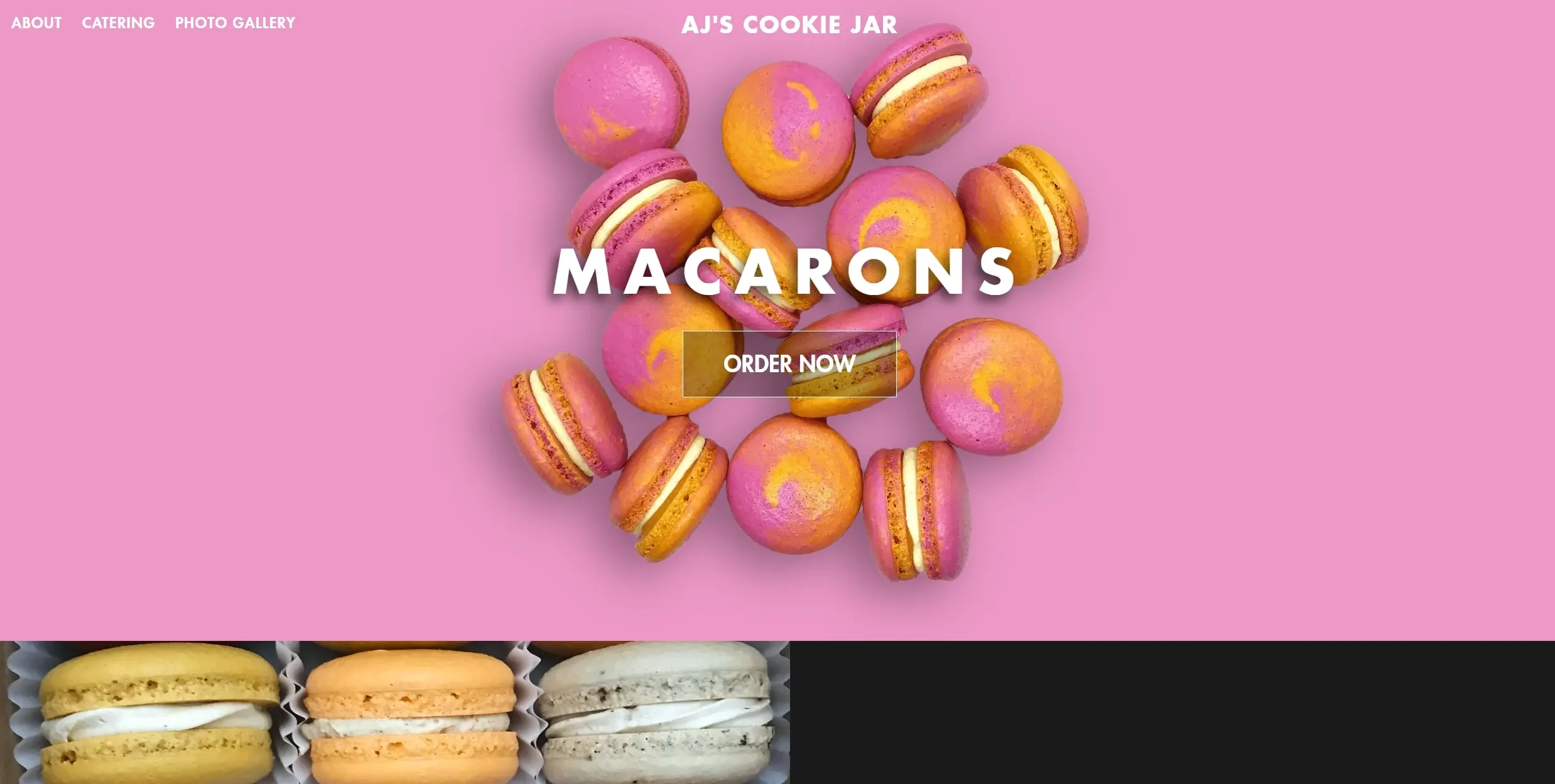 AJ's Cookie Jar website screenshot